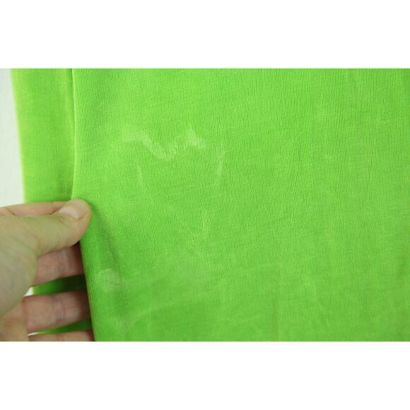 Vintage Small Shirt Y2K Clingy Rhinestone Lime Green Neon Rave Brat Maximalist - Picture 4 of 11